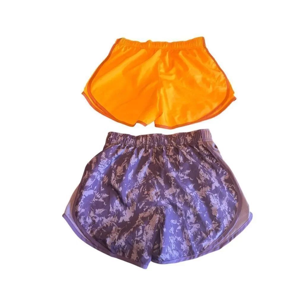 2 Nike woman’s XS Dri-Fit Running Run Shorts orange purple hiking outdoors New
